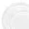 Clear with Silver Vintage Rim Round Disposable Plastic Dinnerware Value Set (120 Guests)